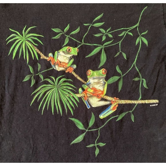 Vintage 90's Natural Wonders Blue T-Shirt Size L Frogs Single Stitch USA Unisex - Picture 5 of 9